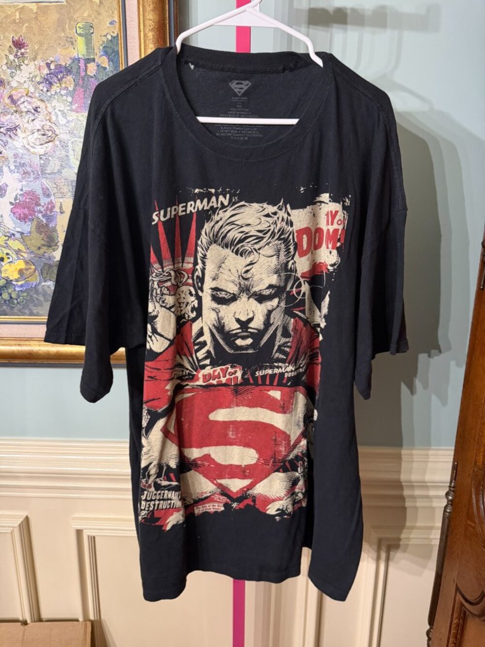 Superman Doomsday Black Graphic T-Shirt XXL